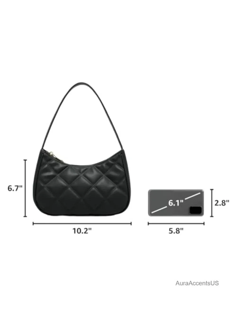 PU Leather Hobo Handbag with Zipper Closure, Shoulder Bag Tote Purse